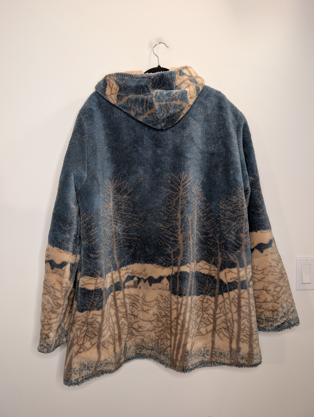 Alpine Studio Reversible Hooded Fleece Jacket Woodland Print Cozy XL - Picture 3 of 6